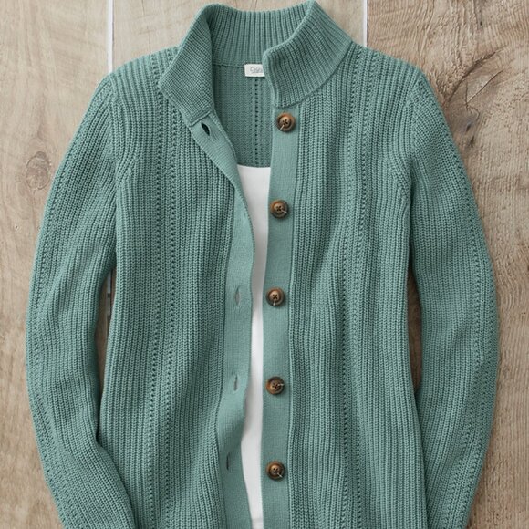 NEW Coldwater Creek Shaker Detail Button Cardigan Women's SZ X-Large Sea Foam - Picture 1 of 14